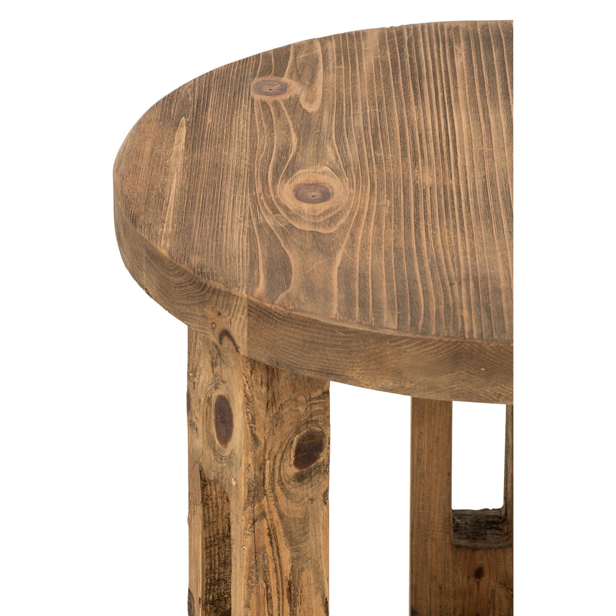 Side Table Round Recycled Wood Brown J-Line