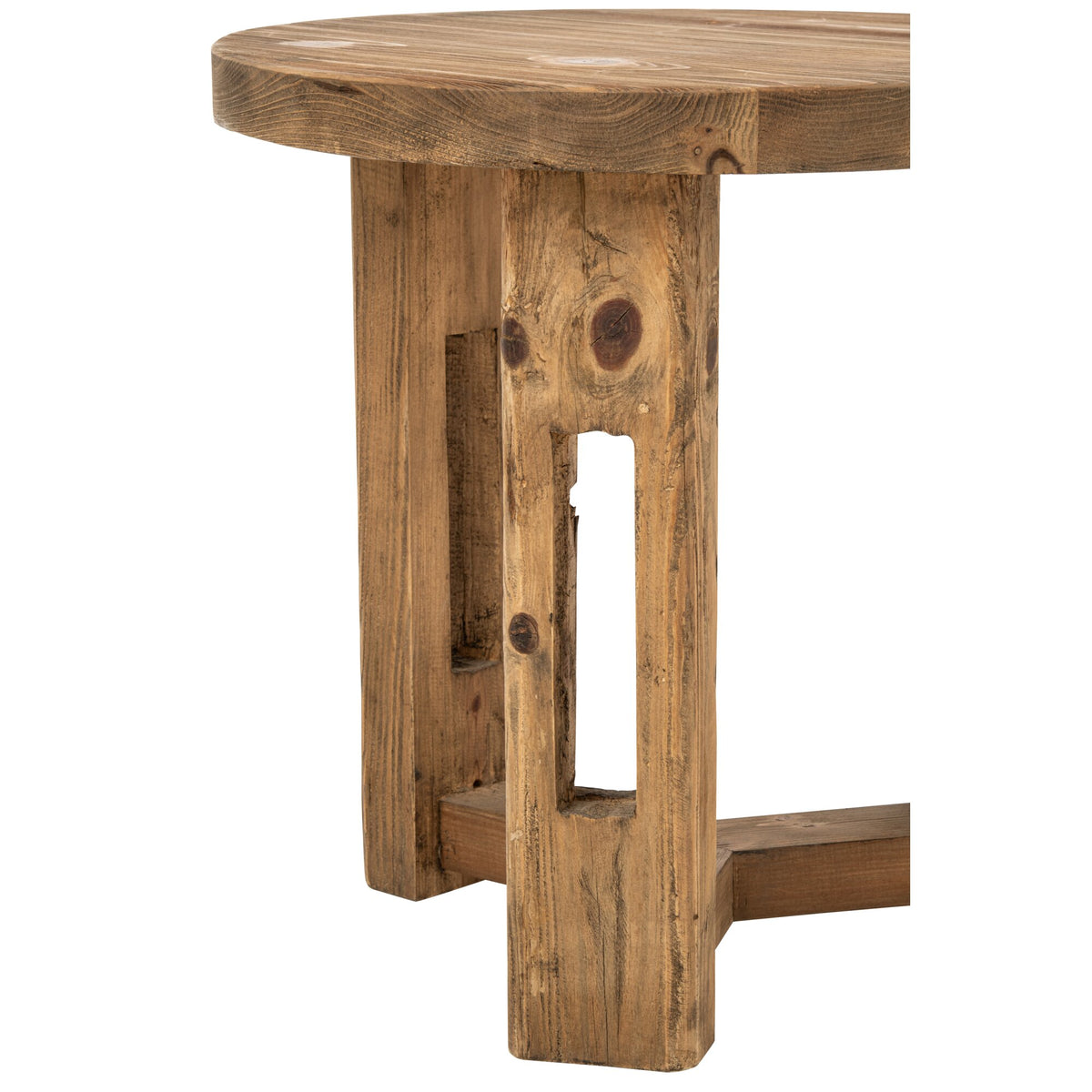 Side Table Round Recycled Wood Brown J-Line