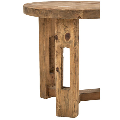Side Table Round Recycled Wood Brown J-Line