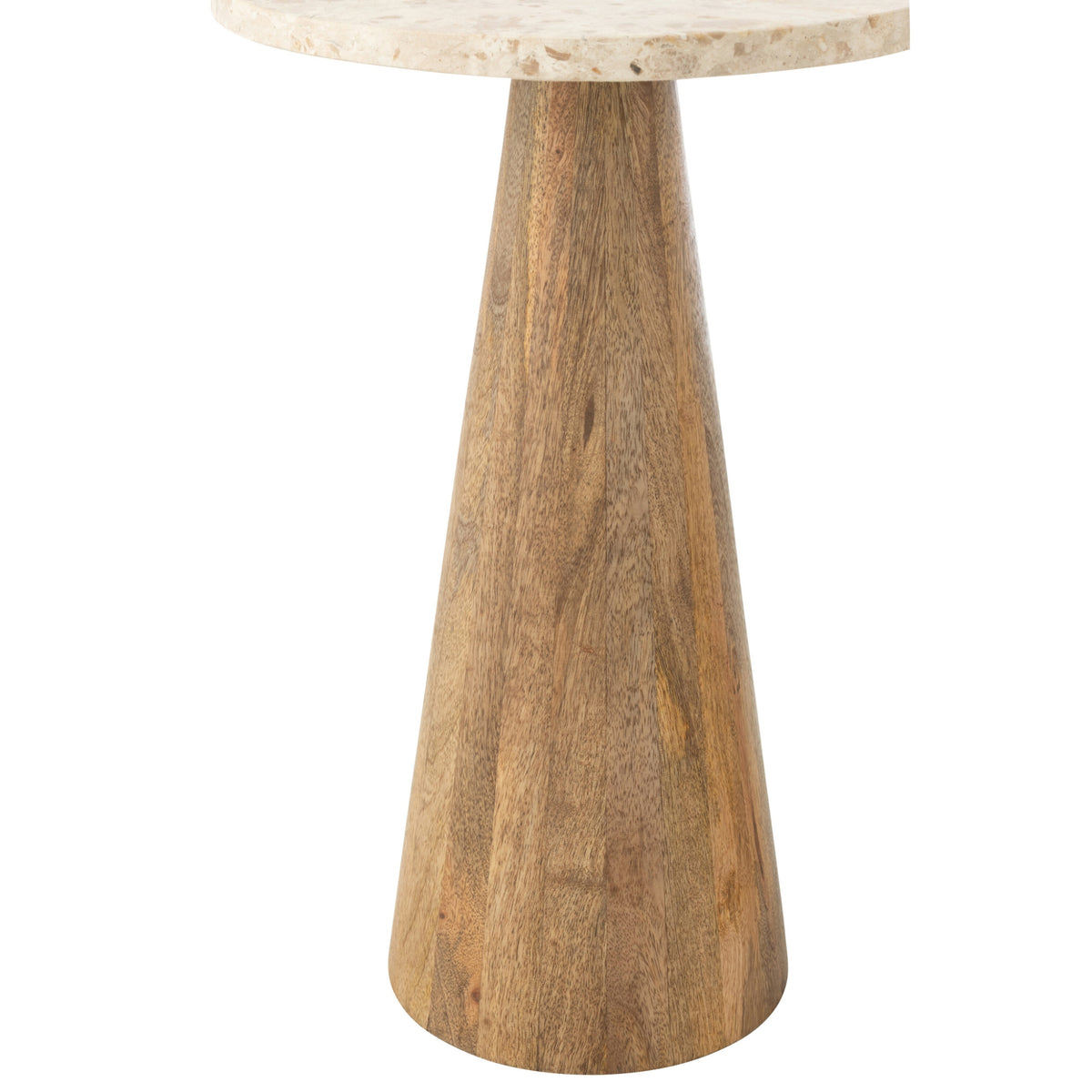 Side Table Round Marble - Wood - Beige/Brown - Set of 2 J-Line
