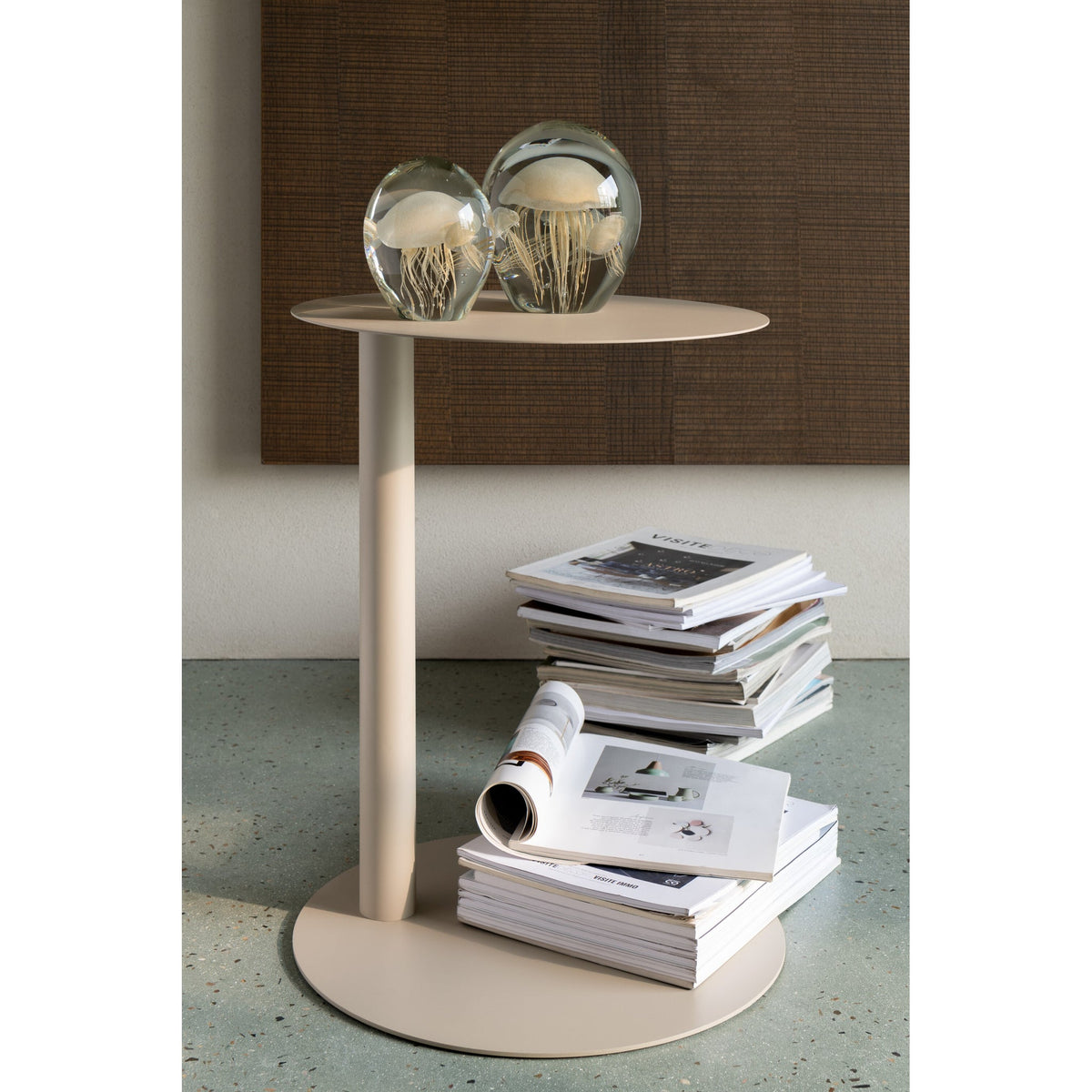 Side Table Round Metal Beige J-Line