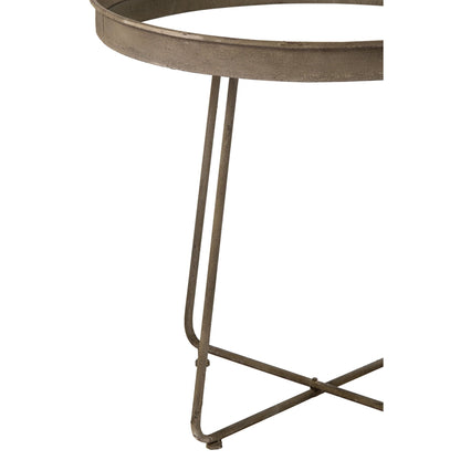 Side Tables Round Mirror Metal Rust Brown Set of 2 J-Line