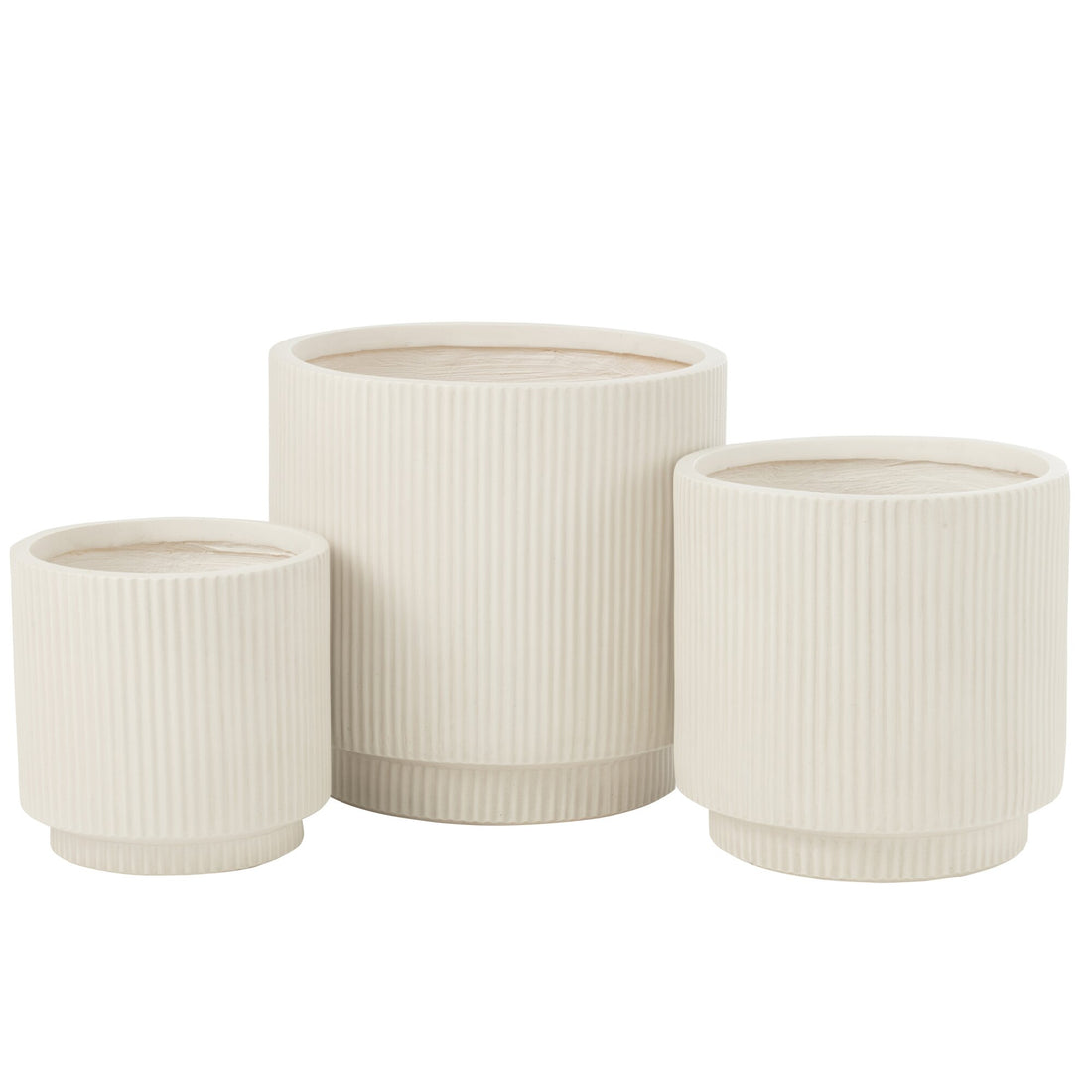 Misty Clay White Flower Pot Set of 3 J-Line
