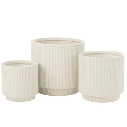 Misty Clay White Flower Pot Set of 3 J-Line