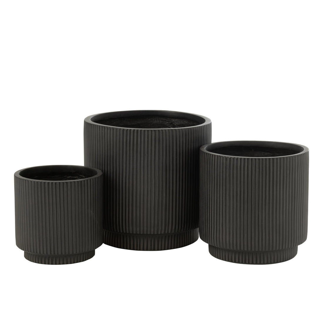 Misty Clay Black Flower Pot Set of 3 J-Line