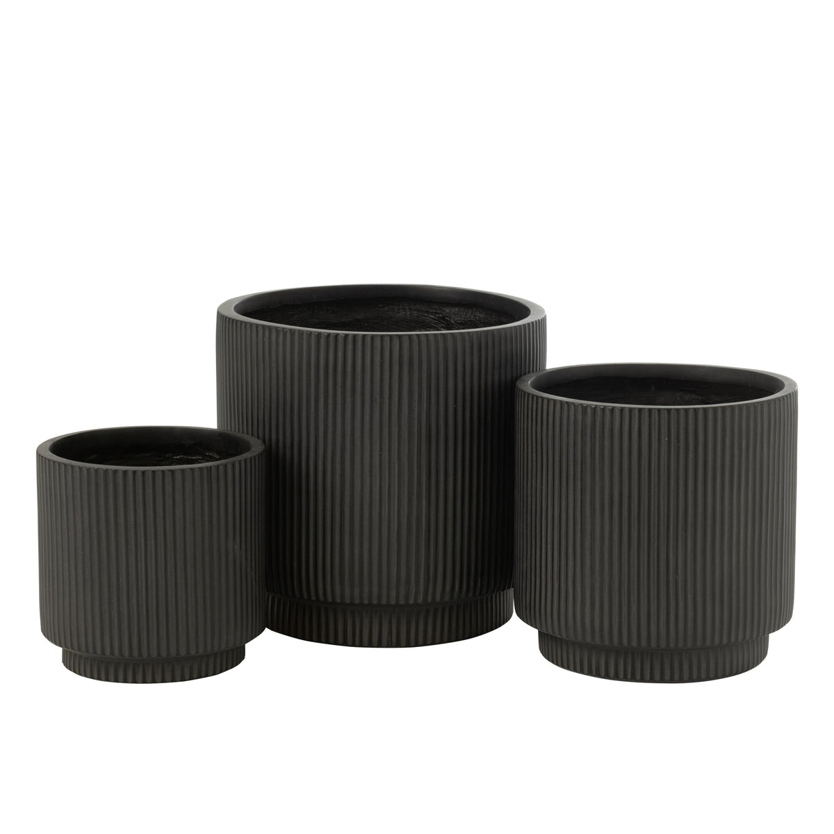 Misty Clay Black Flower Pot Set of 3 J-Line