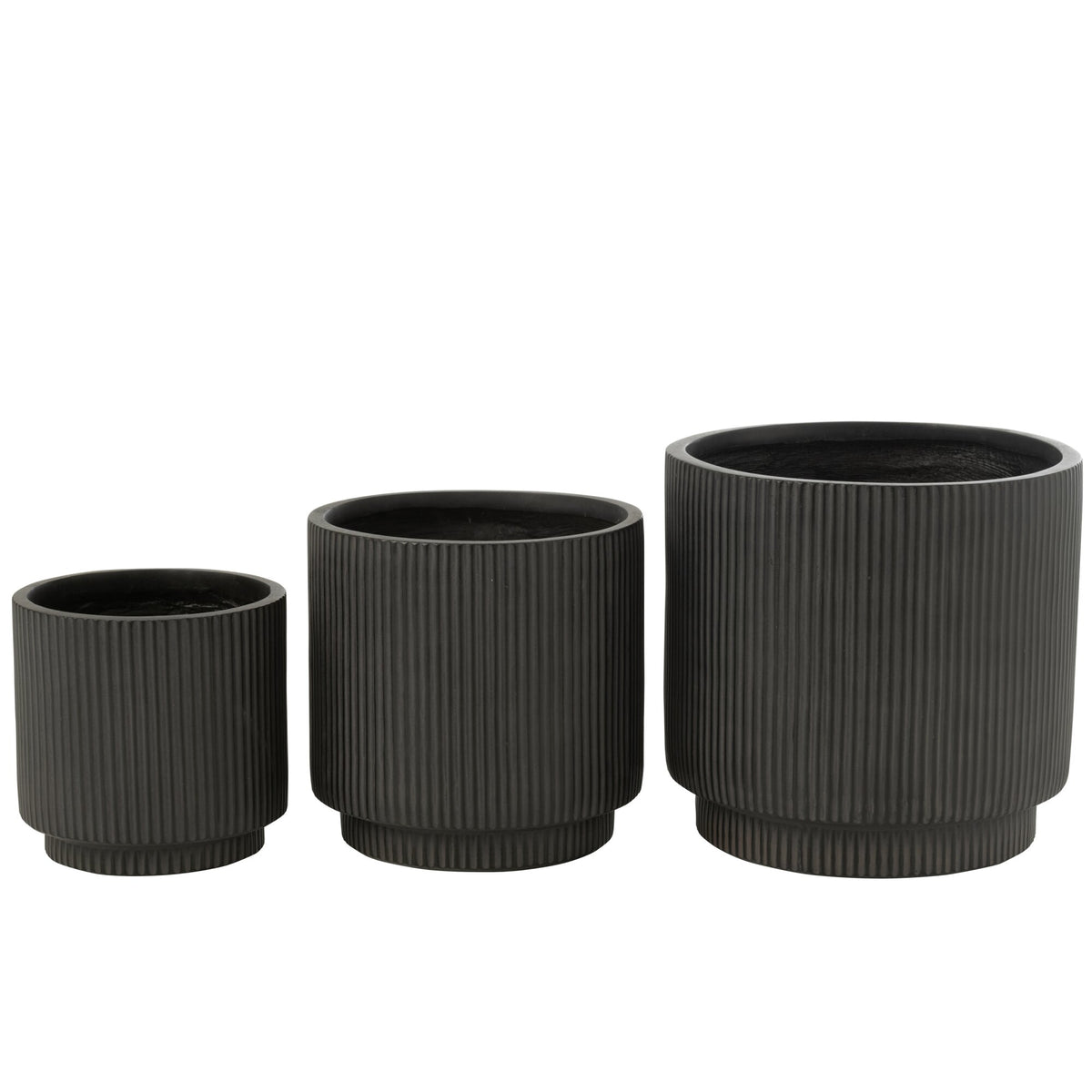 Misty Clay Black Flower Pot Set of 3 J-Line