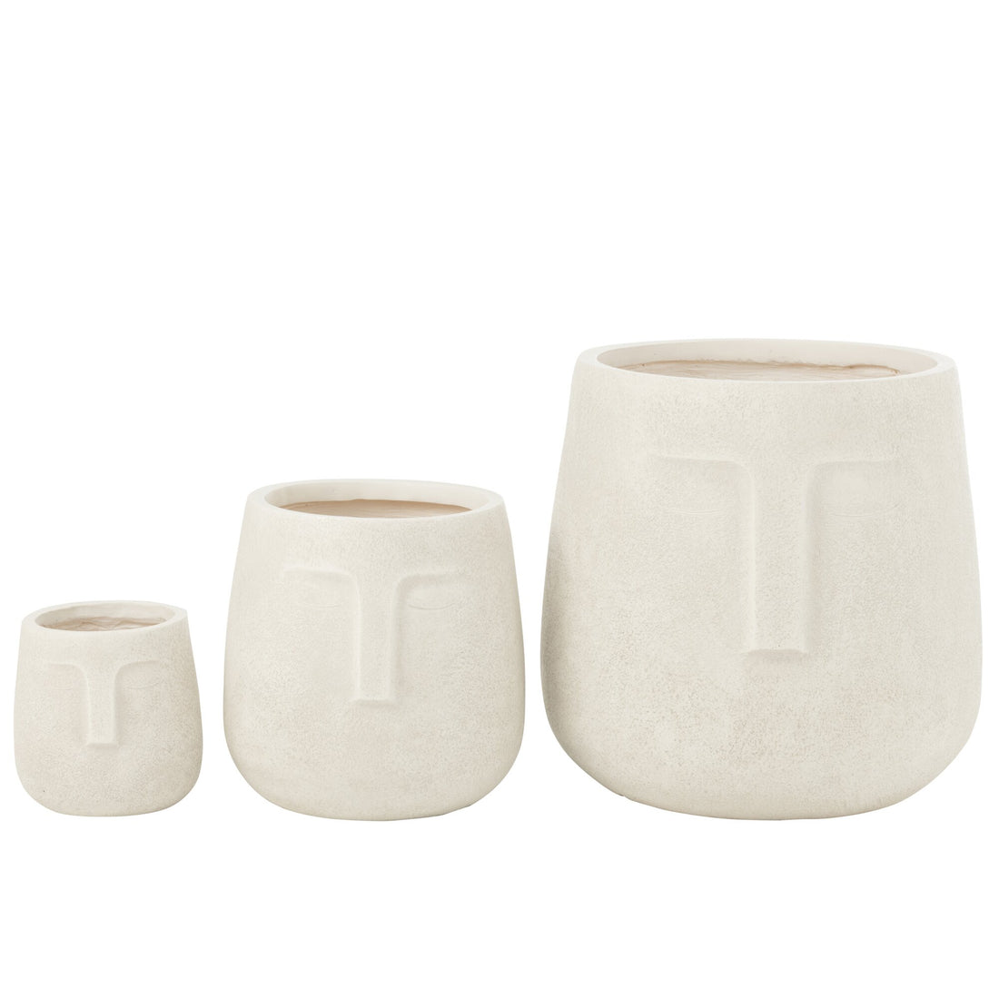 Moai White Clay Flower Pot Set of 3 J-Line