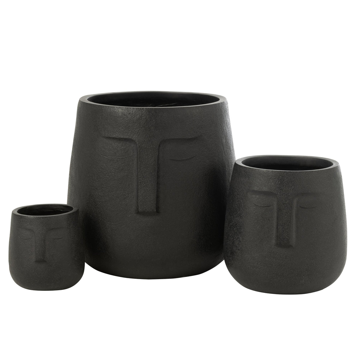 Moai Black Clay Flower Pots Set of 3 J-Line