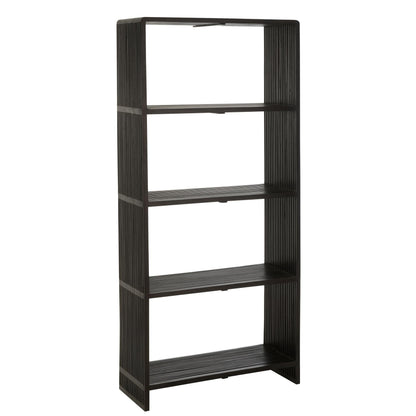 Boekenkast 4 Schappen Gerecycleerd Teak Zwart - Boekenkast - J-Line - livinglovely.nl