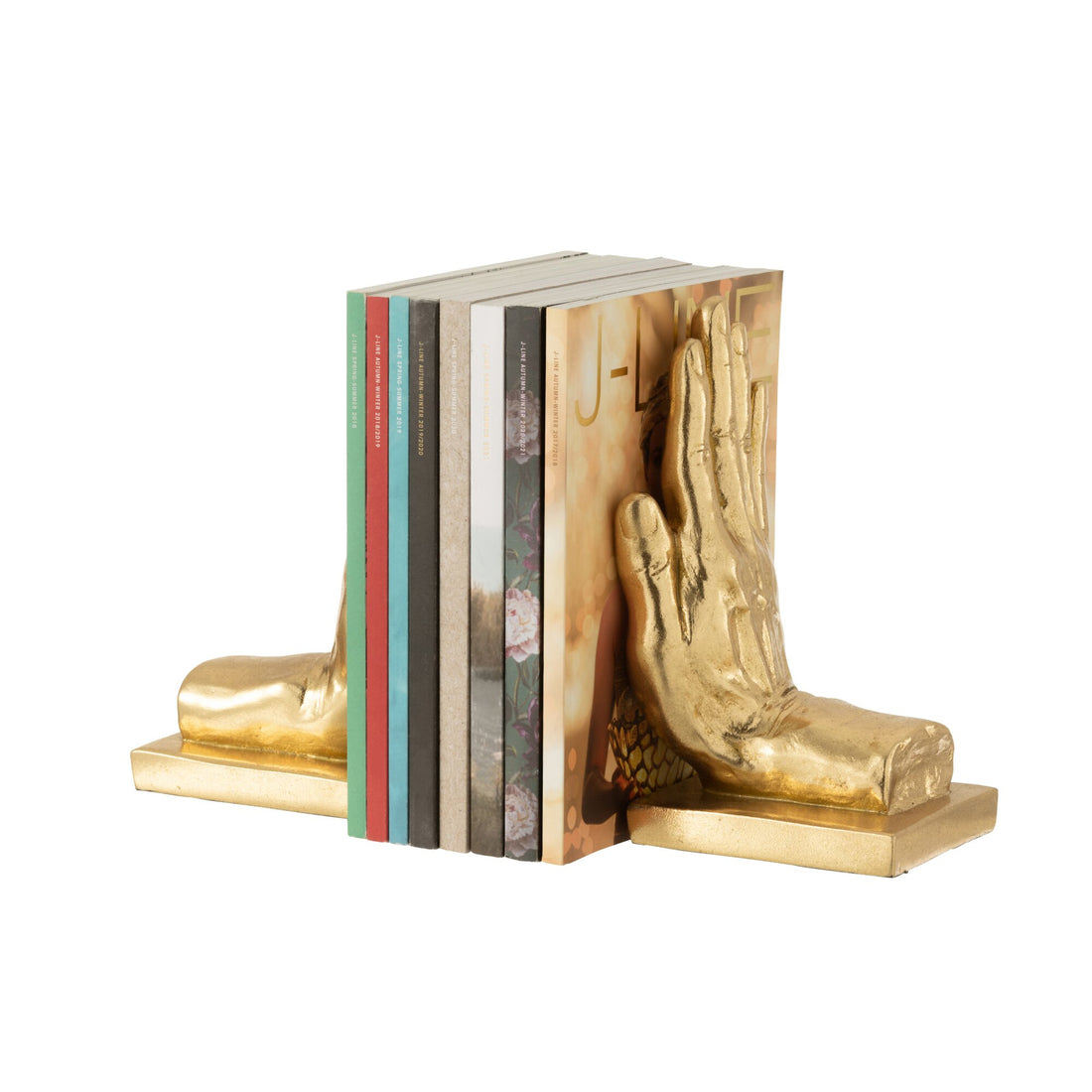 J-Line Gold Poly Hands Bookends Set of 2