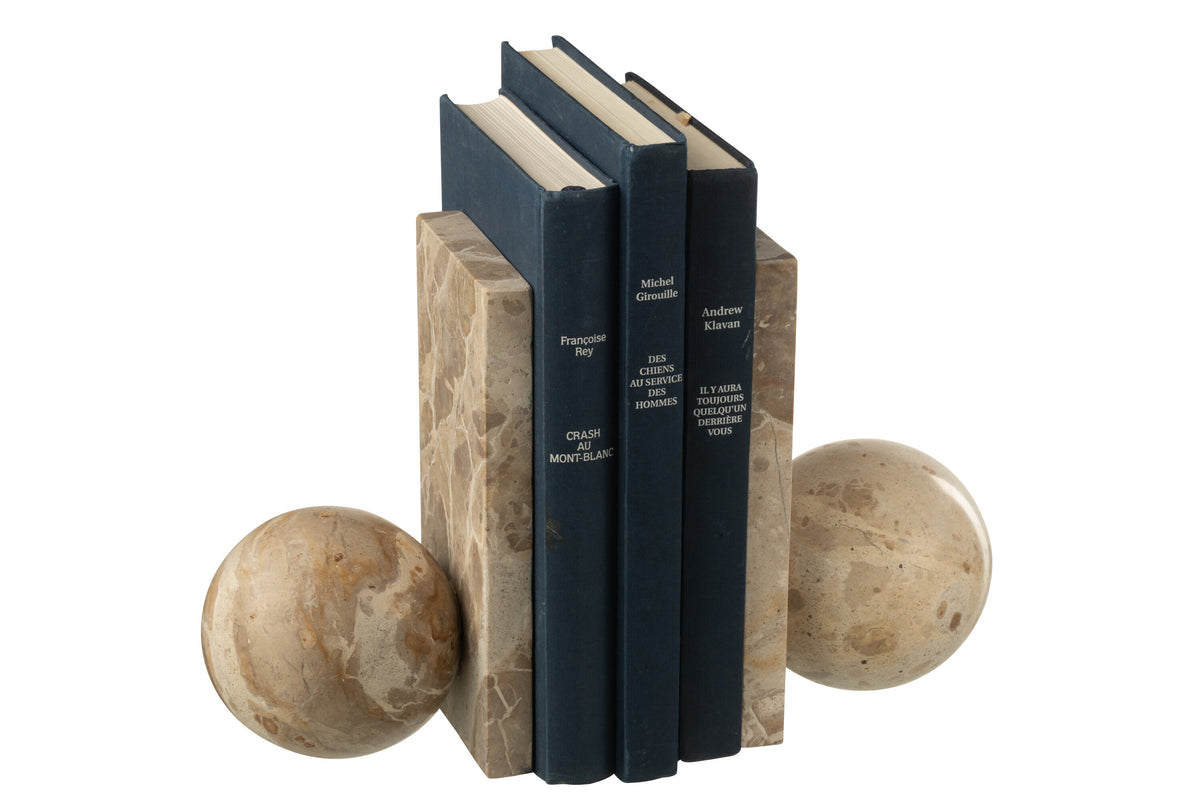 Boekensteun Marmer Beige J-Line - Boekensteun - J-Line - livinglovely.nl