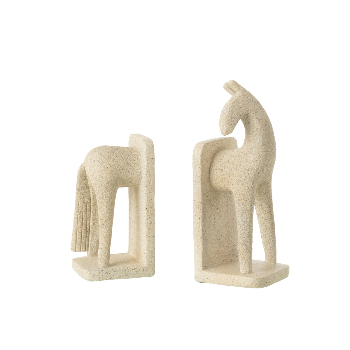Modern Horse Bookends, Beige Resin Set, J-Line