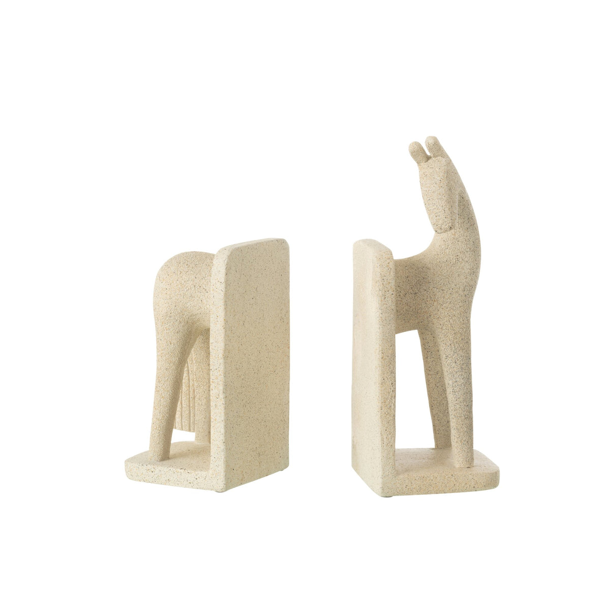 Modern Horse Bookends, Beige Resin Set, J-Line