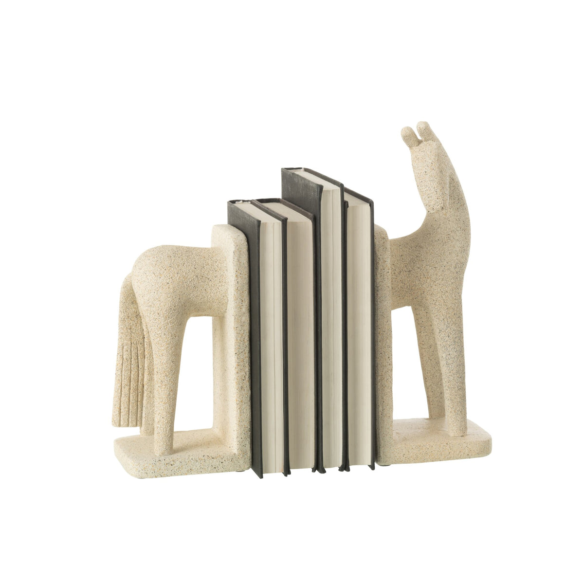 Modern Horse Bookends, Beige Resin Set, J-Line
