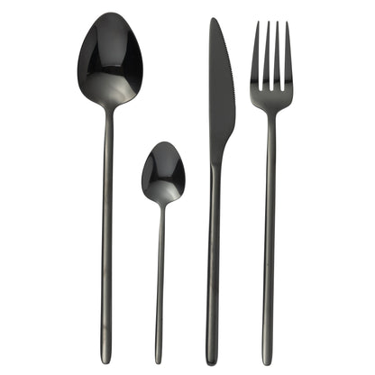Cutlery Box C 24 Pieces Stainless Steel Glossy Black J-Line