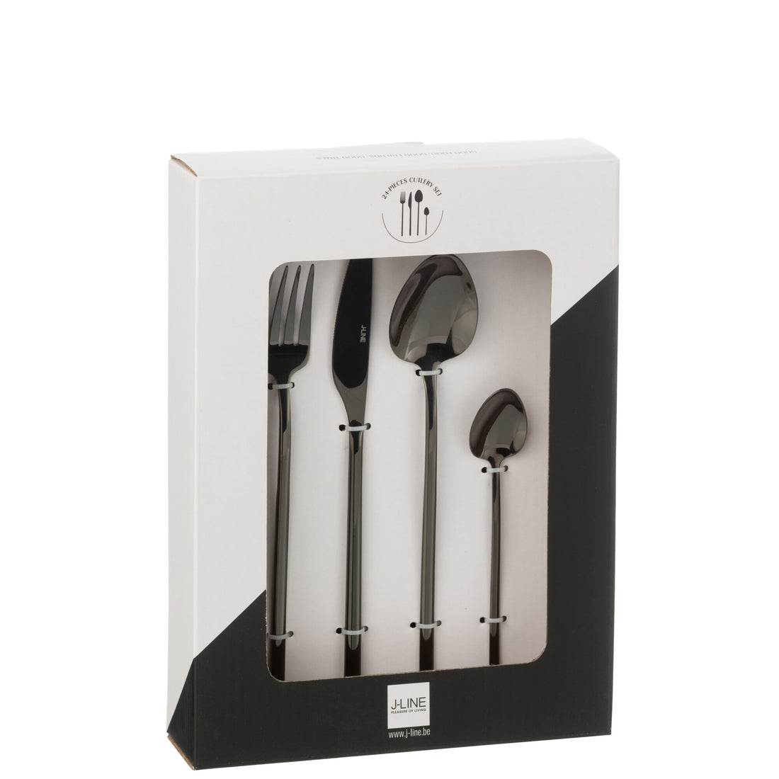 Cutlery Box C 24 Pieces Stainless Steel Glossy Black J-Line