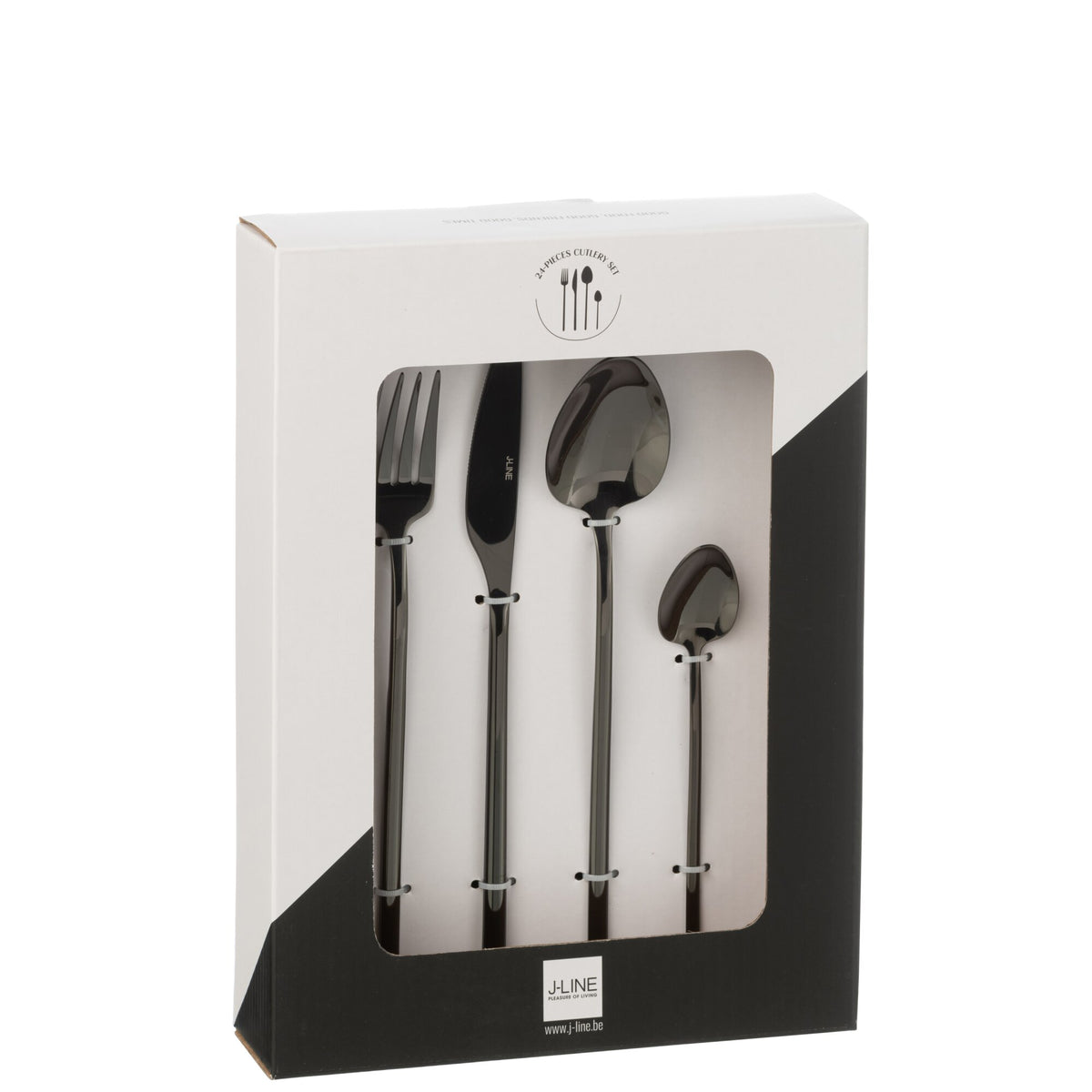 Cutlery Box C 24 Pieces Stainless Steel Glossy Black J-Line