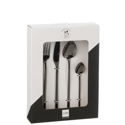 Cutlery Box C 24 Pieces Stainless Steel Glossy Black J-Line