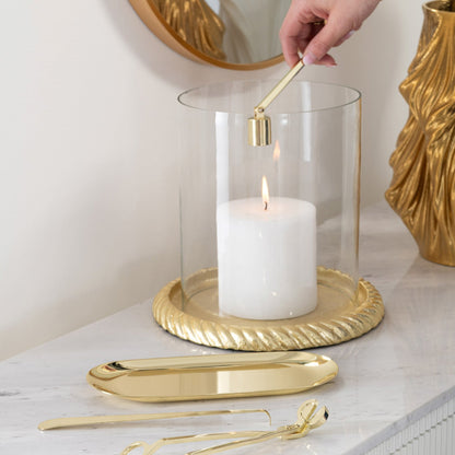 Candle Holder Aluminium Gold Colored - - J-Line - livinglovely.nl
