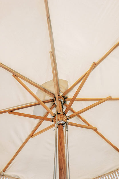 Canvas Parasol Fringe - Crème 250cm - Handgeknoopte parasol - Todo Bien - livinglovely.nl