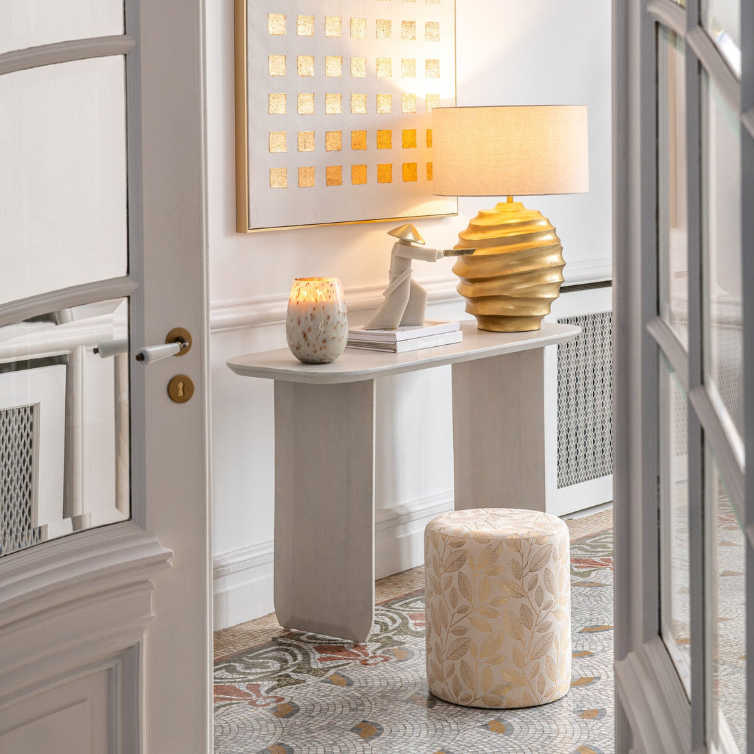 Console Table Acacia Wood White J-Line