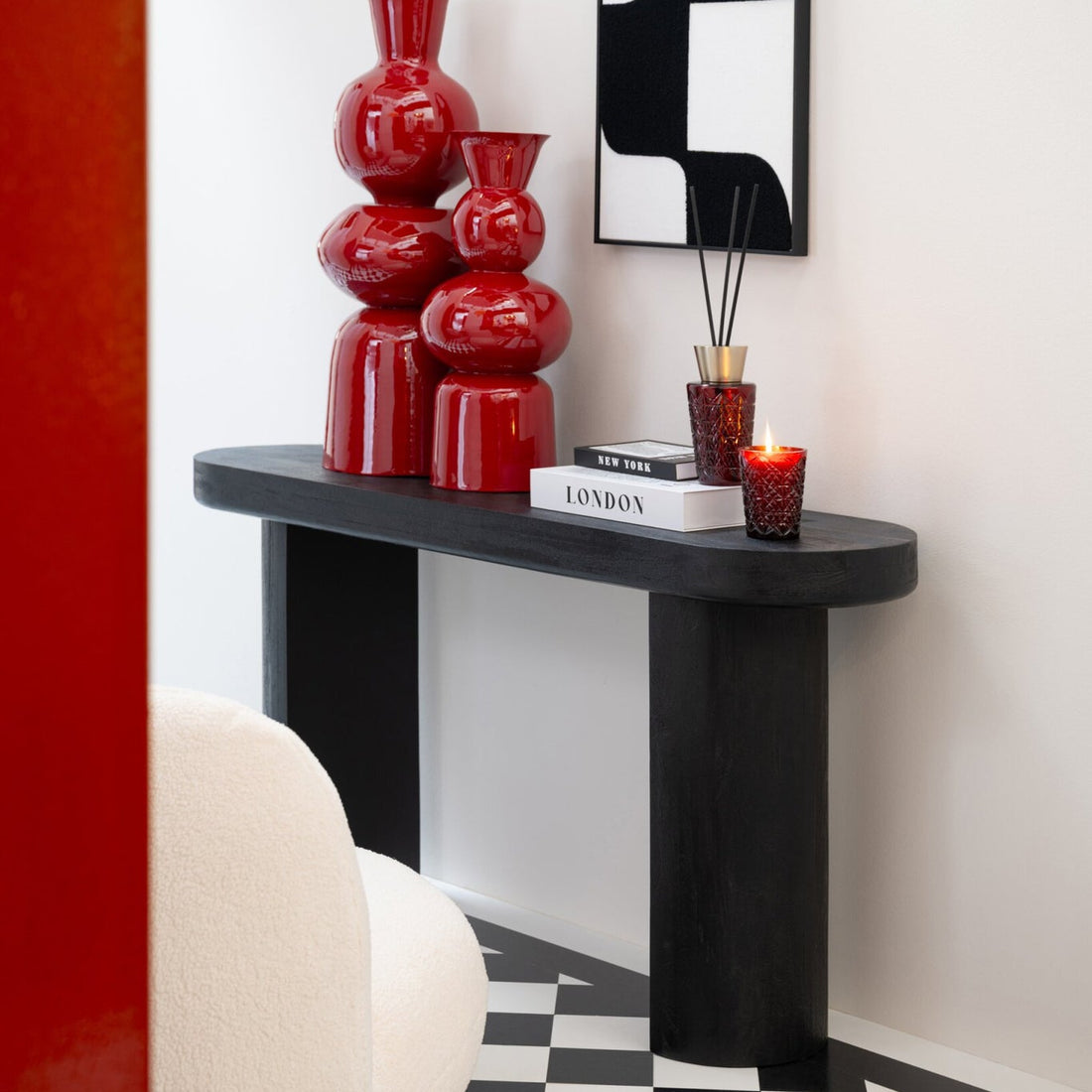 Console Table Mango Wood Black/Natural J-Line