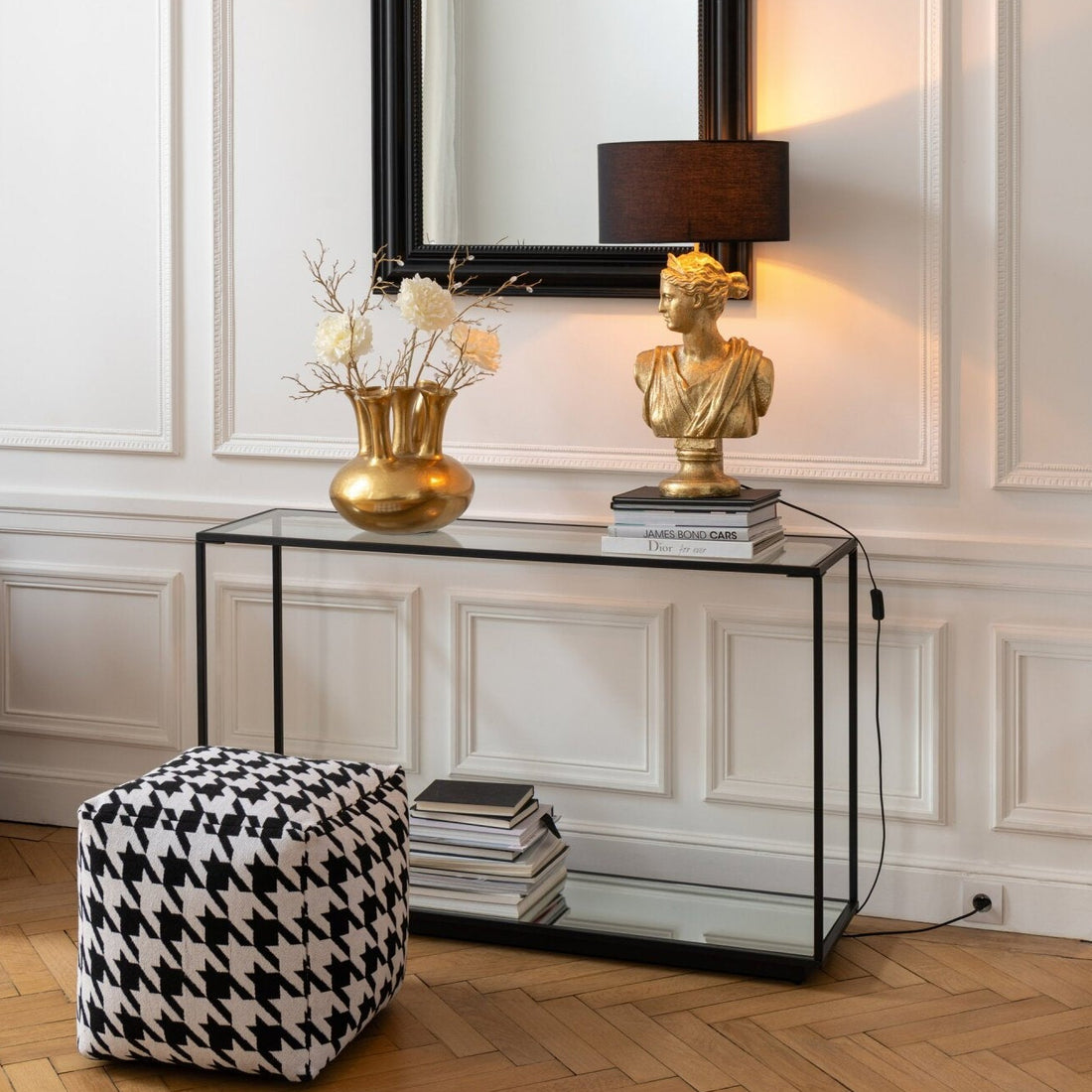 Console Table Metal/Glass Black J-Line