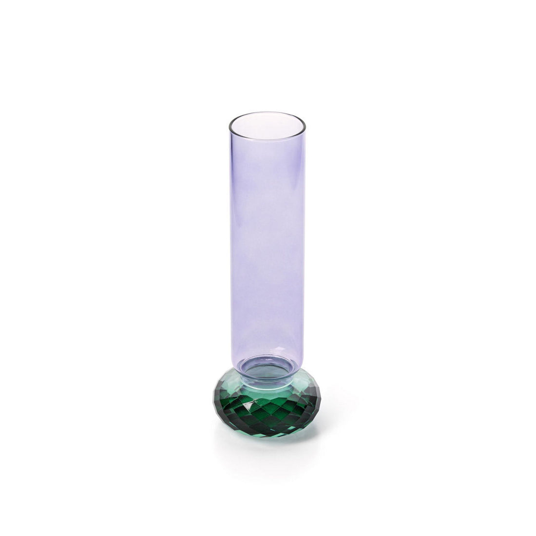 De Violet Quartz Vaas Paars Groen van Bazar Bizar, de vaas van paars en groen gerecycled glas van een andere kant bekeken