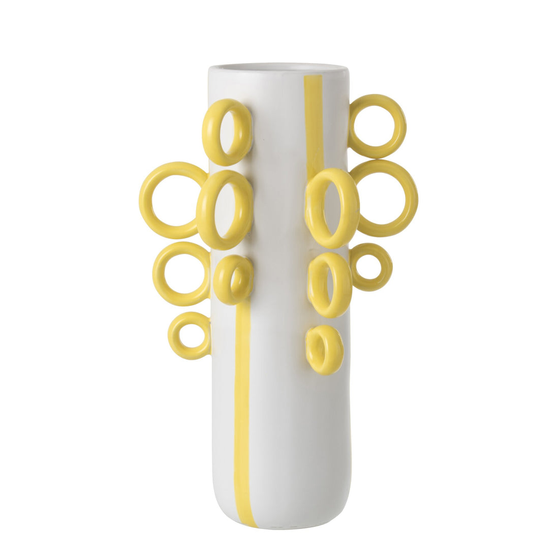 Decorative Ring Vase Porcelain White/Yellow J-Line