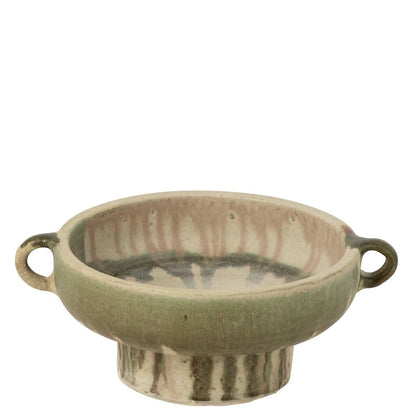 Decorative Ceramic Bowl Olive Green Beige J-Line