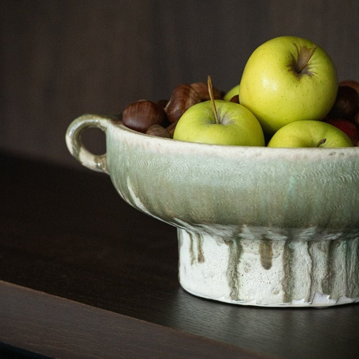 Decorative Ceramic Bowl Olive Green Beige J-Line