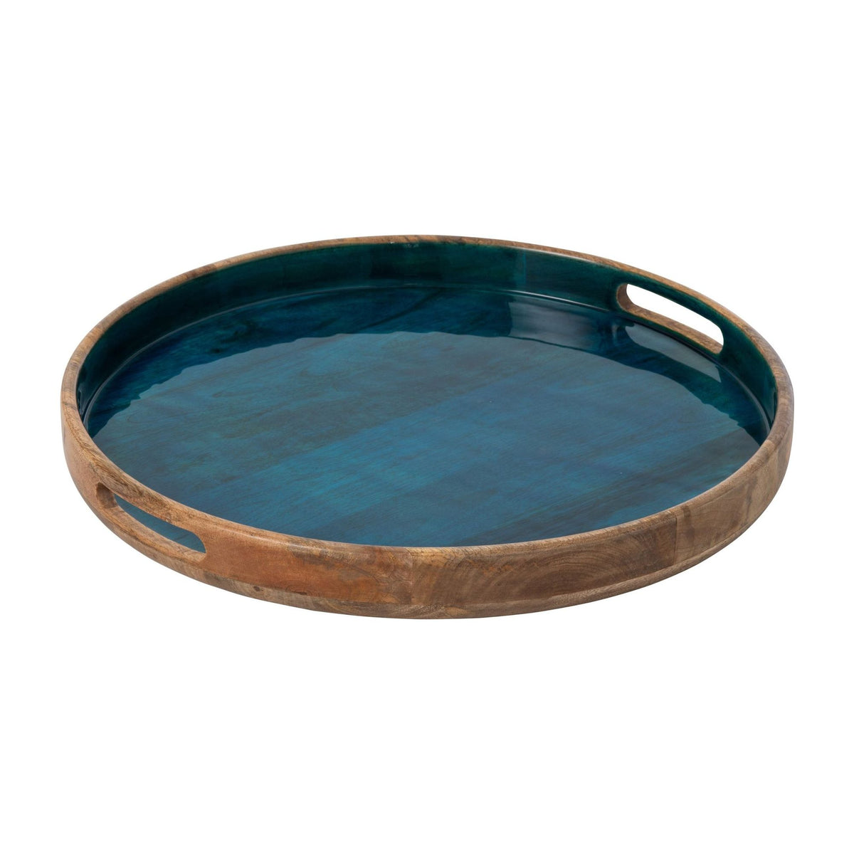 Mango Wood Tray Petrol/Natural J-Line