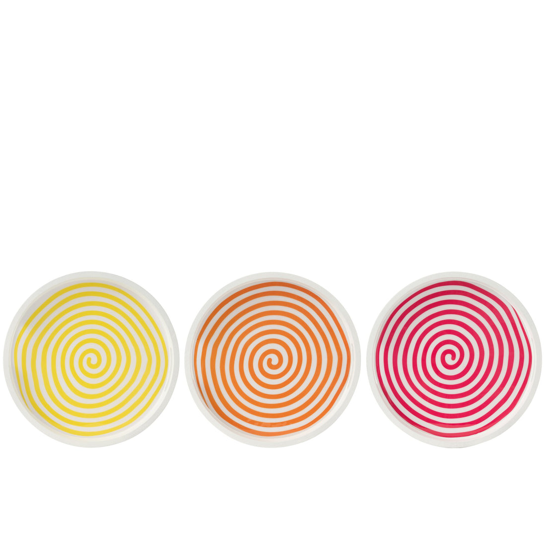 Round Mango Wood Tray Pink/Orange/Yellow Set of 3 J-Line