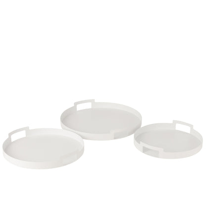 Round Metal Tray White Set of 3 J-Line