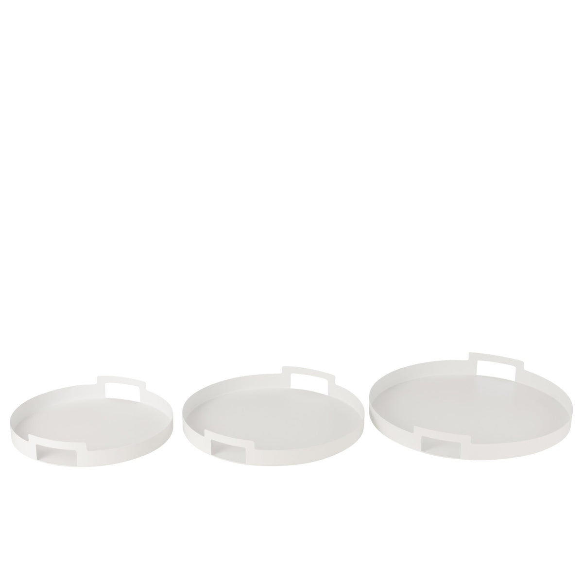 Round Metal Tray White Set of 3 J-Line