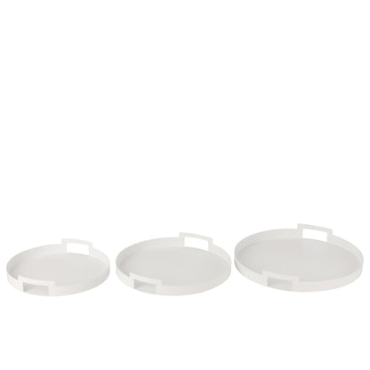 Round Metal Tray White Set of 3 J-Line