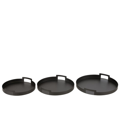 Round Black Metal Tray Set of 3 J-Line