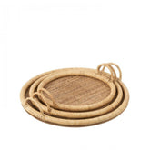 Dienbladen Ovaal Rotan/Metaal Natuur Set van 3 - Dienblad - J-Line - livinglovely.nl