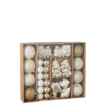 Box Of 55 Plastic Christmas Baubles Gold-Colored/White J-Line