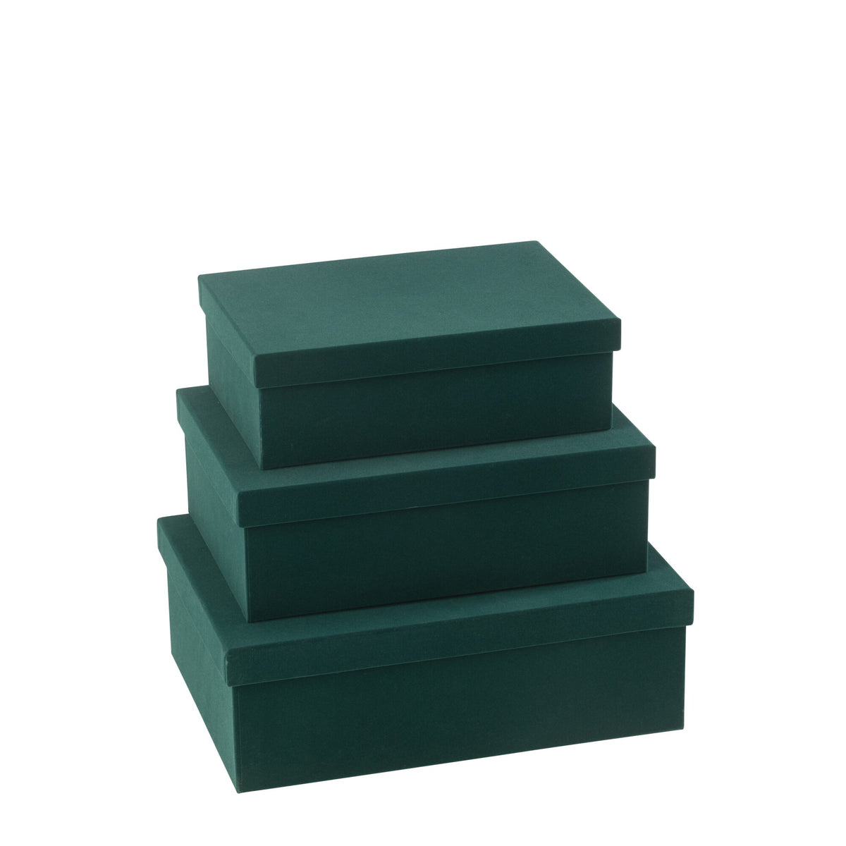 Rectangular Velvet Paper Boxes Green Set of 3 J-Line