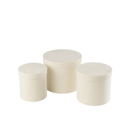 Round Velvet Paper Boxes White Set of 3 J-Line