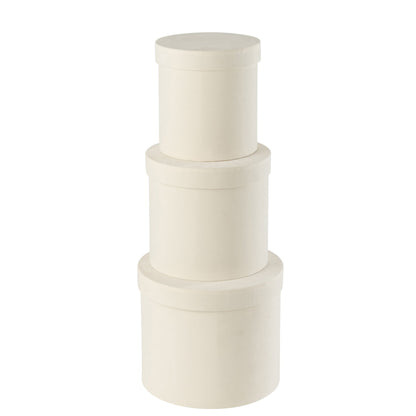 Round Velvet Paper Boxes White Set of 3 J-Line