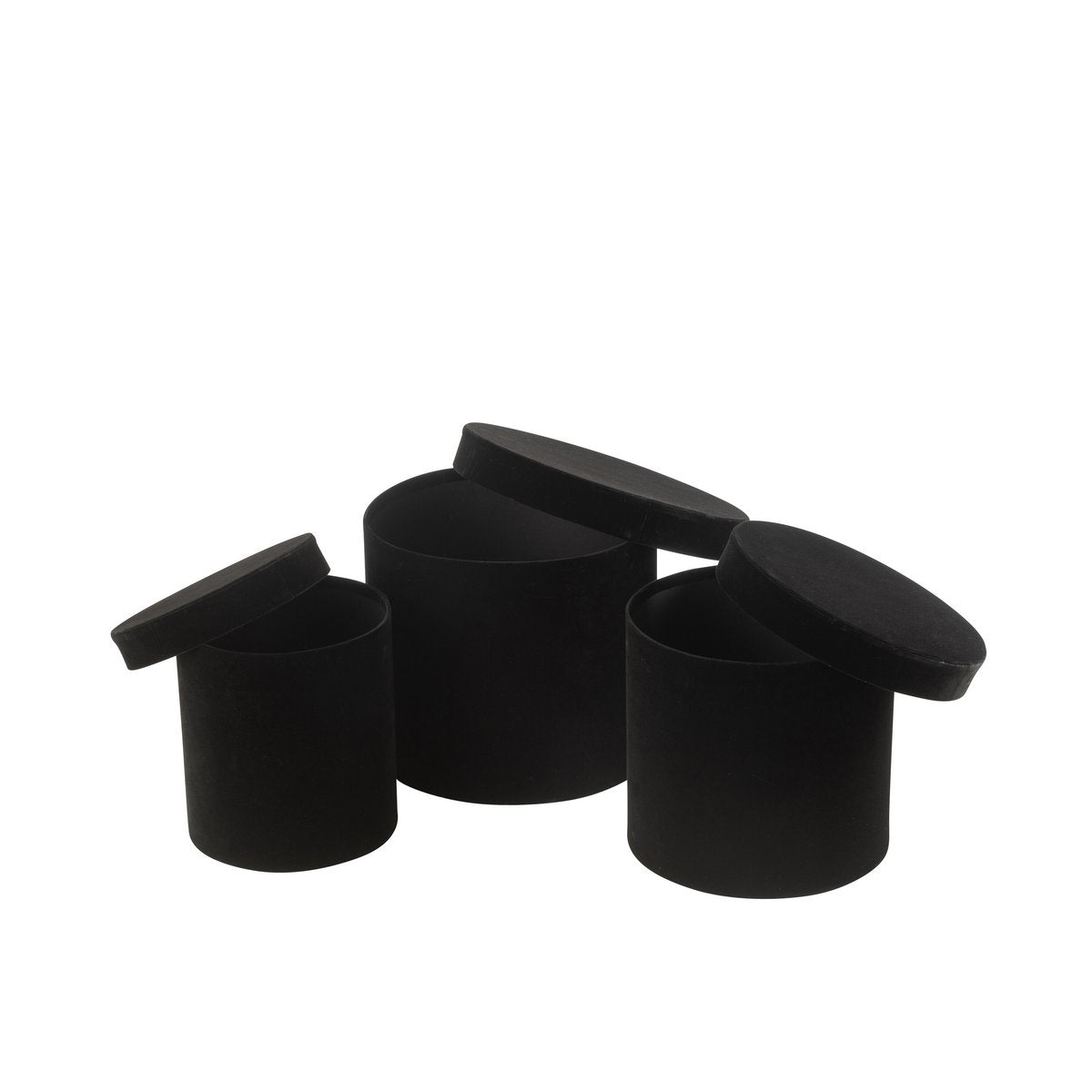 Dozen Rond Fluweel Papier Zwart Set van 3 - Cadeauverpakking - J-Line - livinglovely.nl