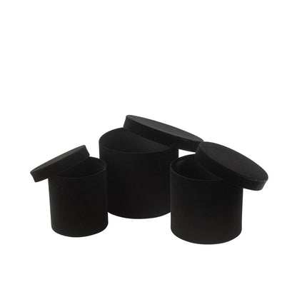 Dozen Rond Fluweel Papier Zwart Set van 3 - Cadeauverpakking - J-Line - livinglovely.nl