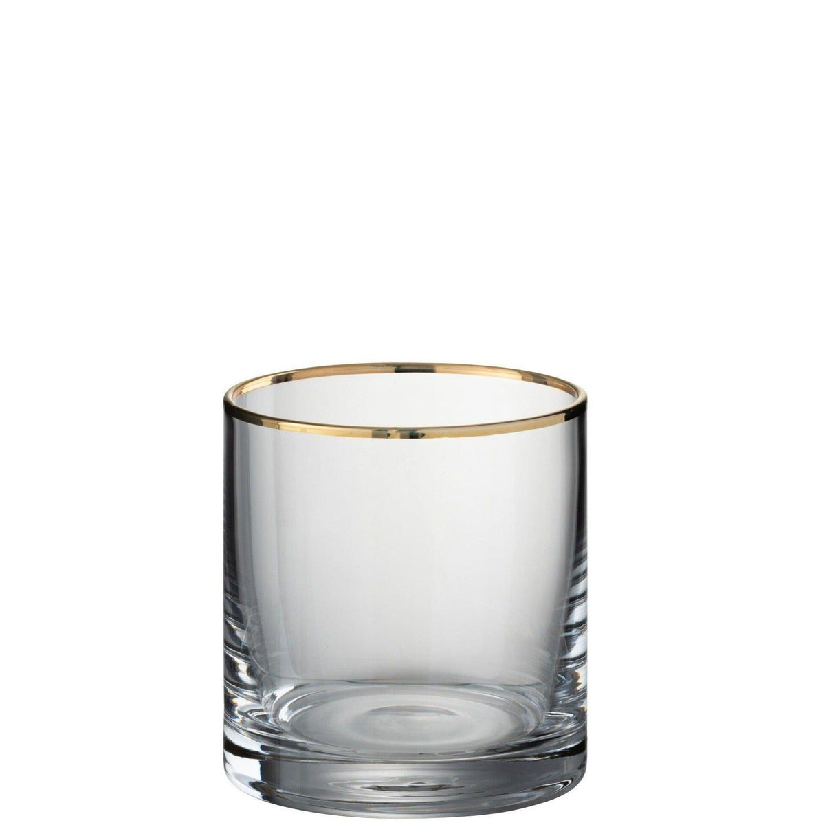 Drinkglas Rand Cilinder Glas Transparant Goud - Glas - J-Line - livinglovely.nl