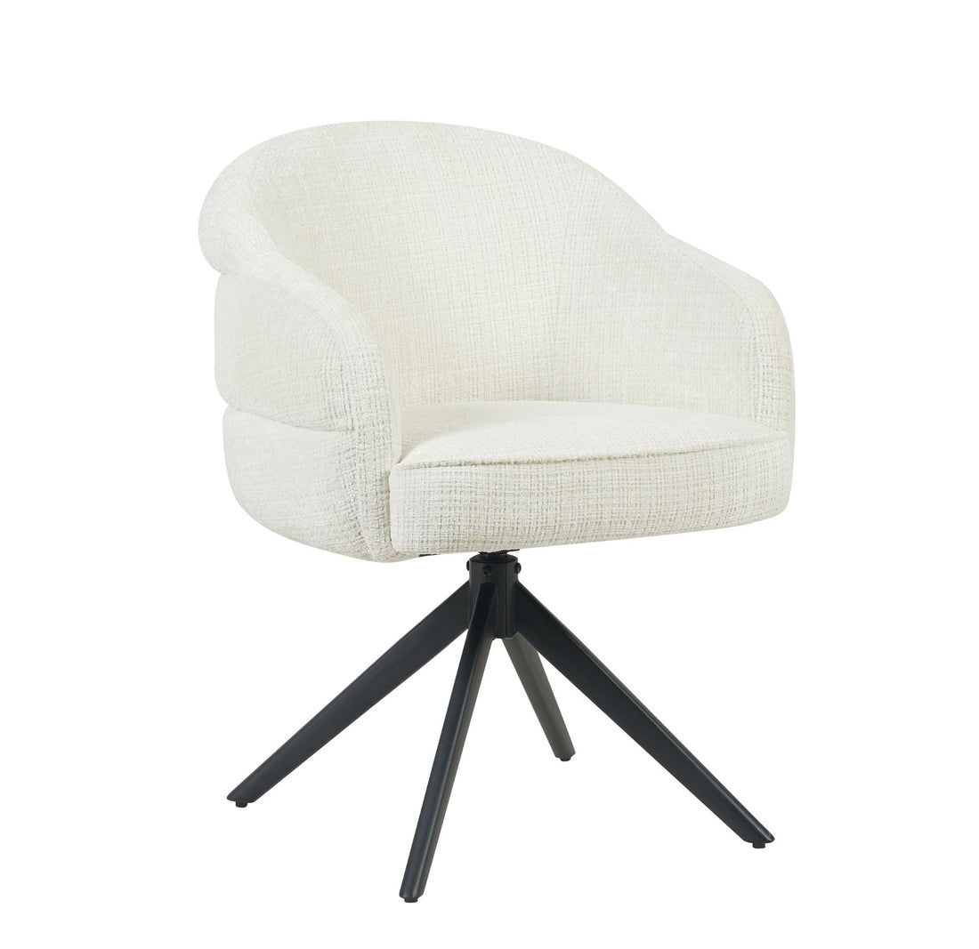 Draaibare eetkamerstoel Bella van Starfurn in off white met zwarte poot