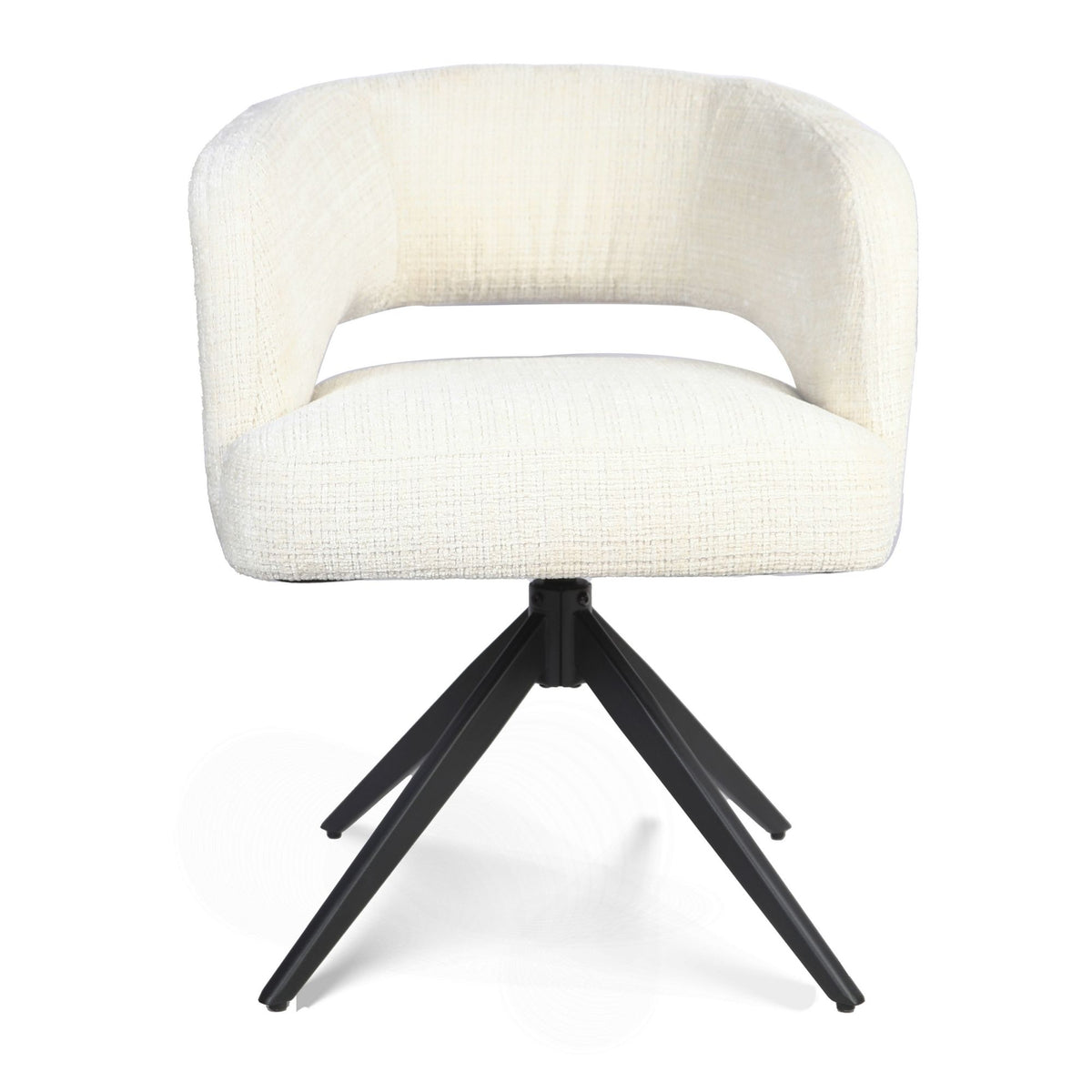Eetkamerstoel Demi Off White Poot Zwart van Starfurn met brede armleuningen