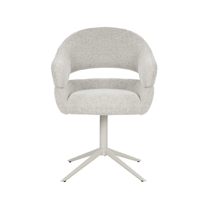 Draaibare eetkamerstoel Lily van Starfurn in zachte beige stof met metalen onderstel