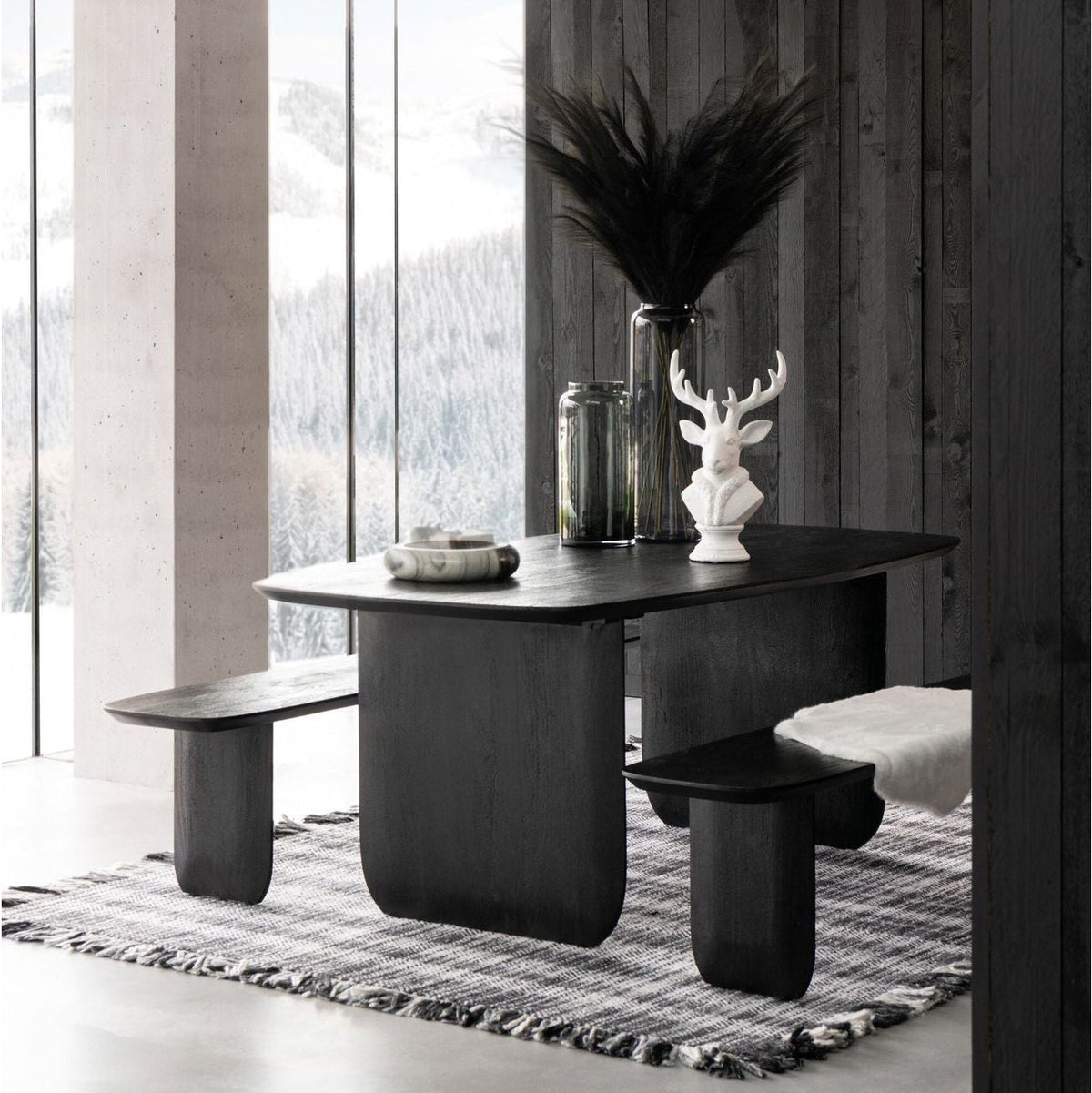 Dining Table Acacia Wood Black 190x100cm J-Line